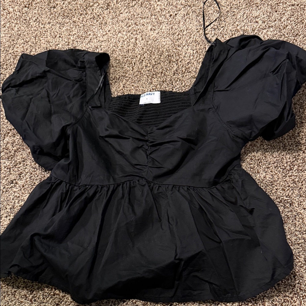 Old Navy Black Puff Sleeve Blouse